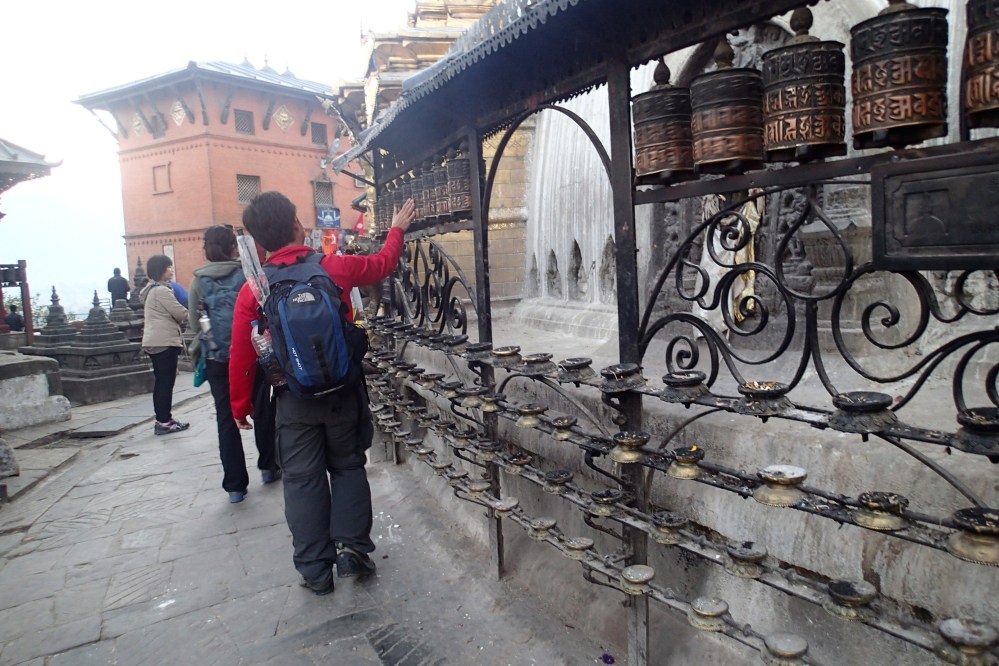 Prayer wheels. You will see lots of these on the trek as well.